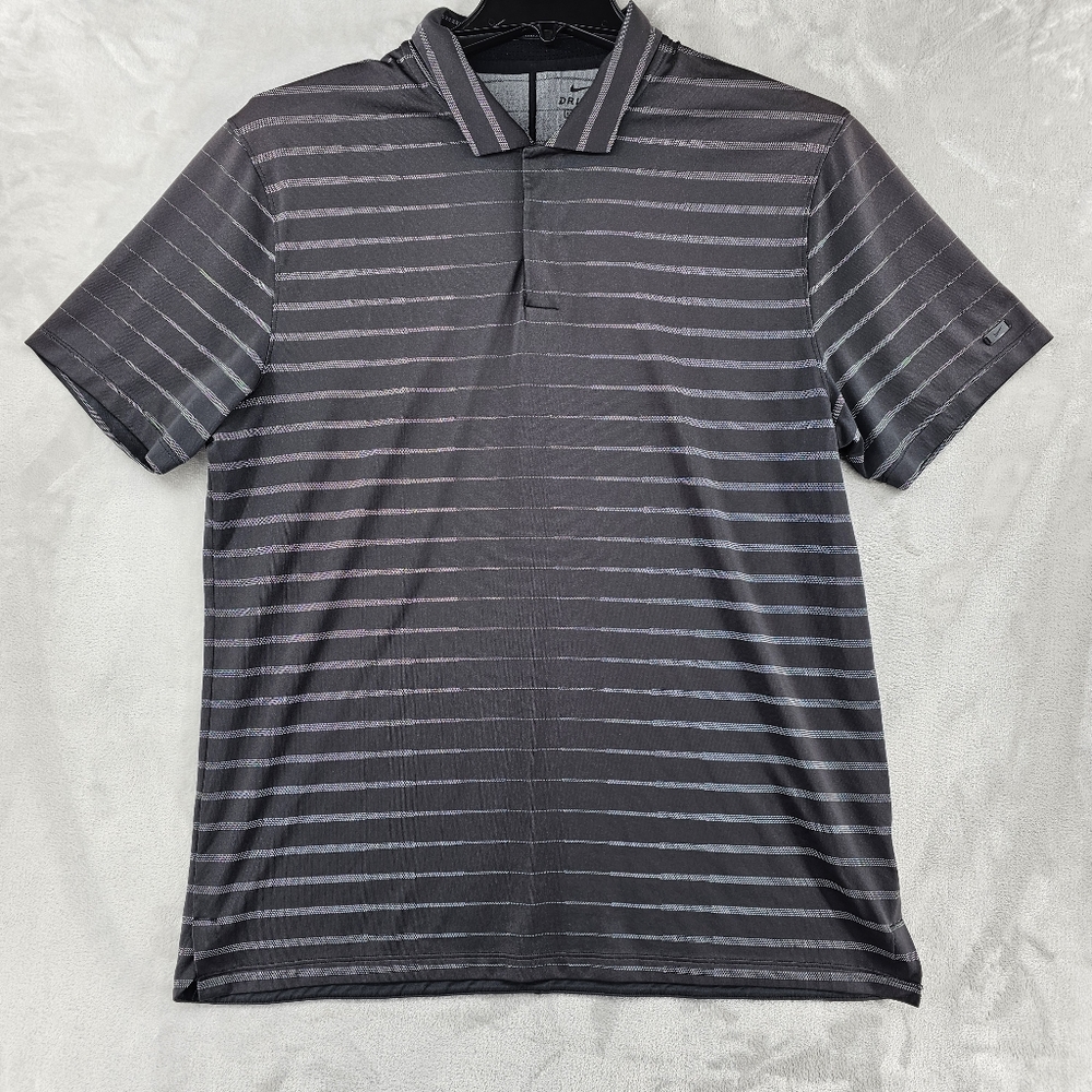 Nike Tiger Woods Performance Golf Polo Black Polyester Mens Size Large